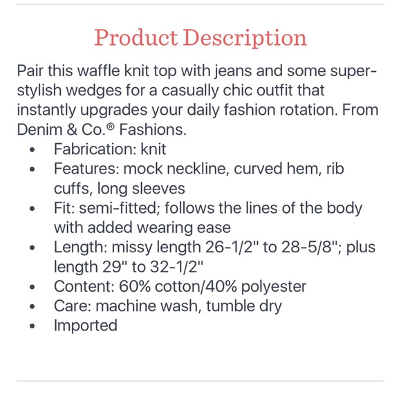 NWOT Mock neck waffle pullover shirt - Picture 7 of 8